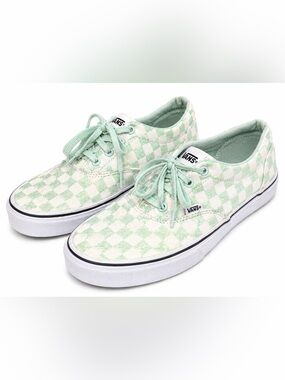 Vans Era Mint Green White Checkerboard Glitter Sneakers Low Top Shoes Women 9.5